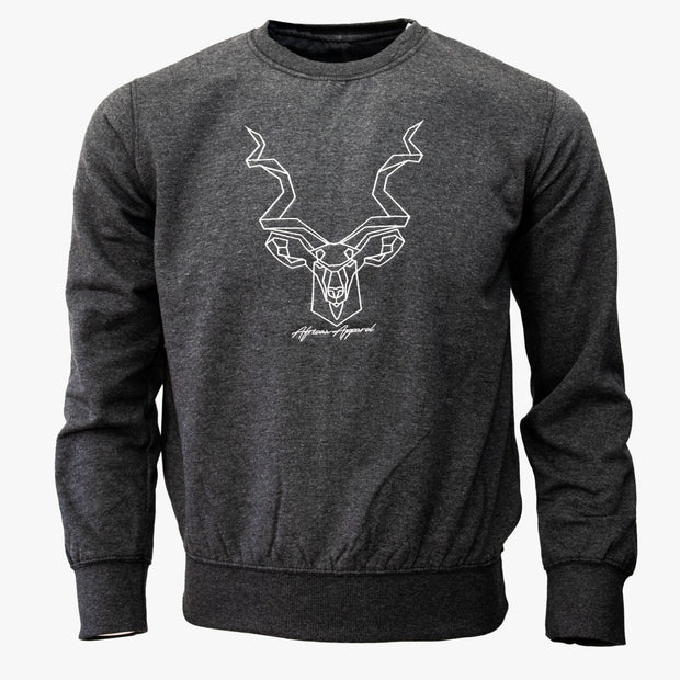 The Kudu Sweater - Charcoal Melange & White