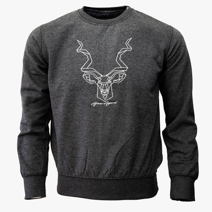The Kudu Sweater - Charcoal Melange & White