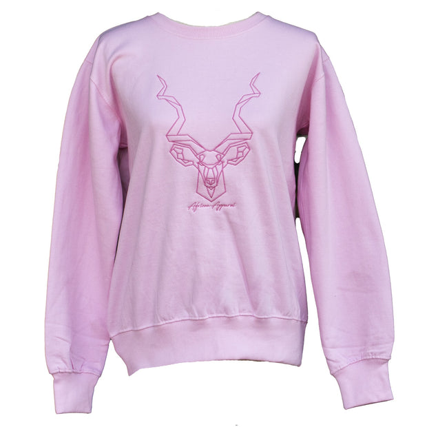 Kudu Embroidered Sweater in Dusty Pink