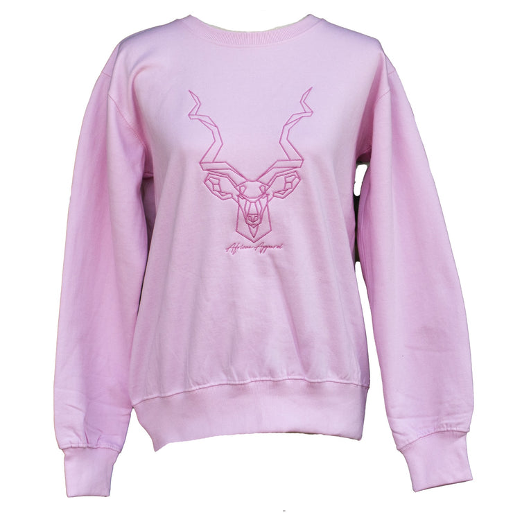 Kudu Embroidered Sweater in Dusty Pink