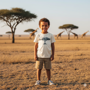kid wearing shirt with tree on it