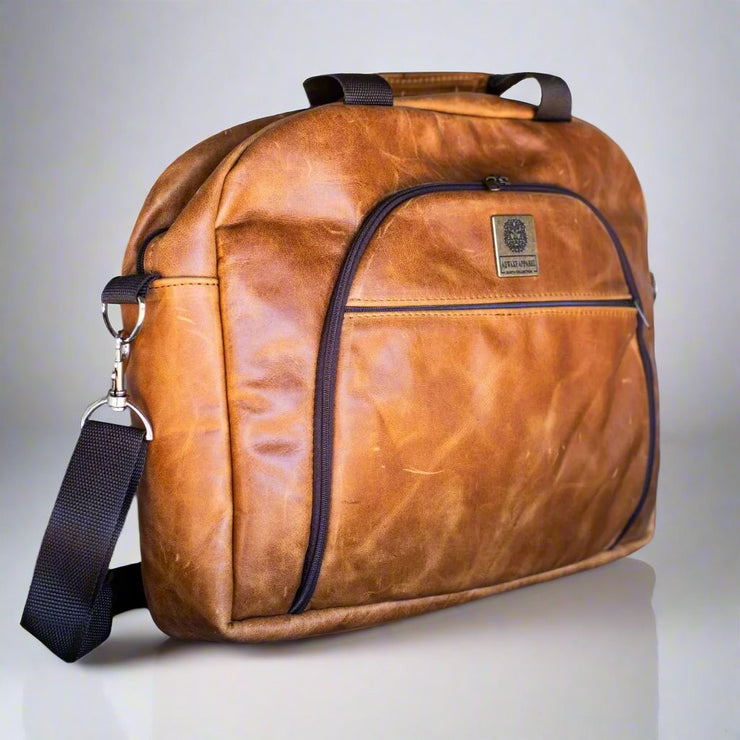 laptop bag in tan