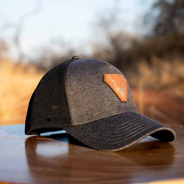 Charcoal Uflex Leather Trucker Cap