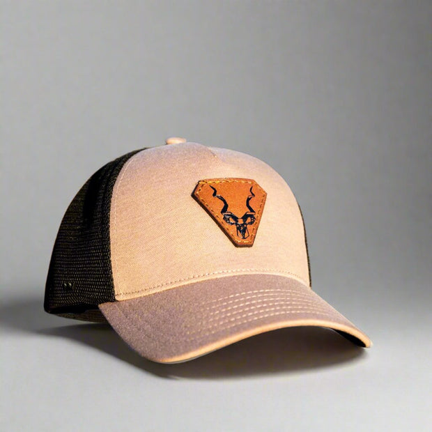 Beige Uflex Leather Trucker Cap