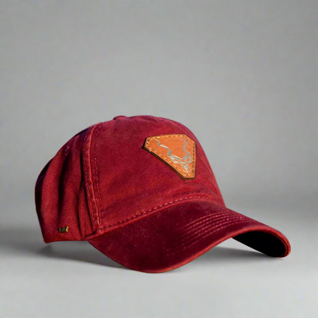 Burgundy Uflex Leather Vintage Cap