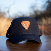 Navy Uflex Leather Snapback Cap