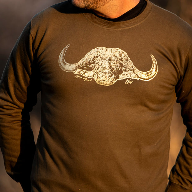 The Buffalo Sweater - Olive & Gold Foil