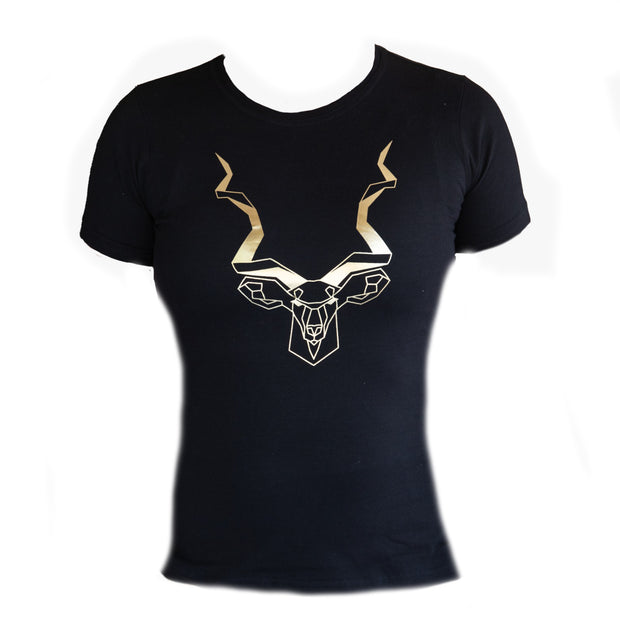 The Ladies' Kudu T Shirt - Black & Gold