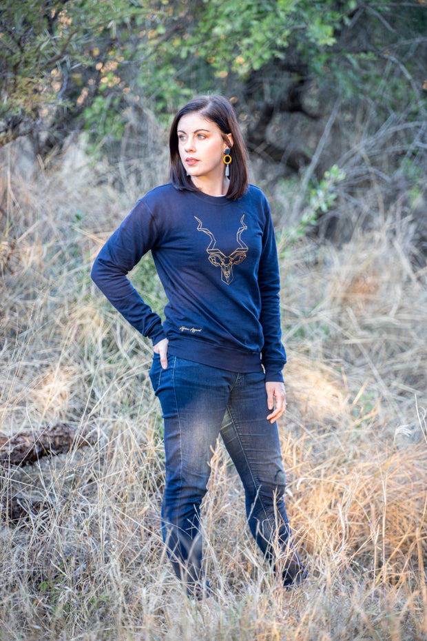 The Kudu Sweater - Navy & Gold - African Apparel