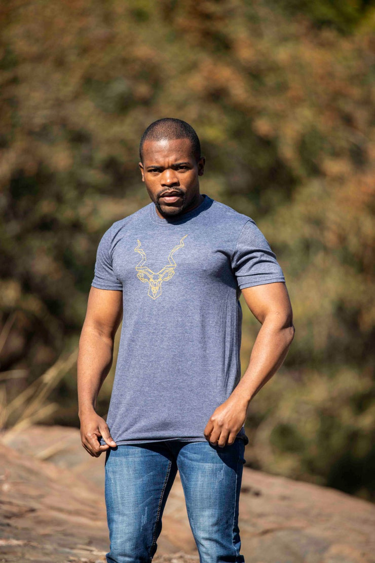 Navy & Gold Men's Kudu T Shirt - African Apparel