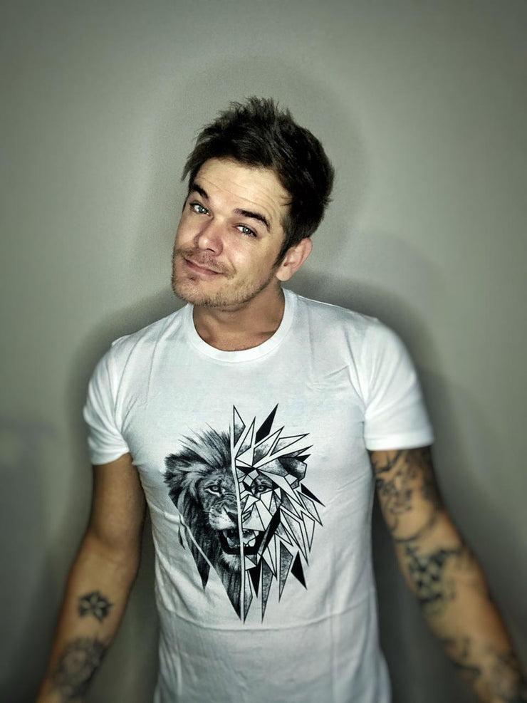 The Geometric Lion T Shirt (Men's) Official Ivan Roux Merchandise - African Apparel